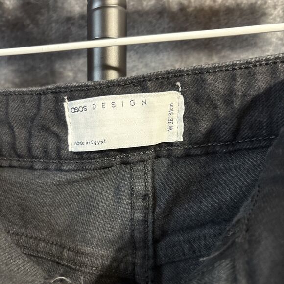 ASOS Black  Distressed High Rise Jean Shorts Size W36 91cm Pre-owned - Picture 6 of 8